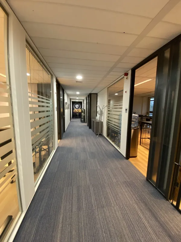 Corridor with classrooms and the pantry at the training location